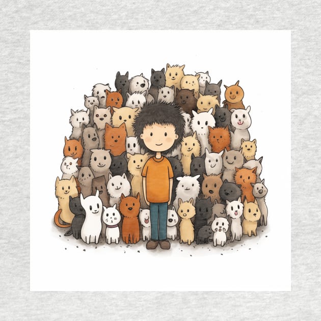 A Boy Surrounded by Playful Dogs 2 by saveasART